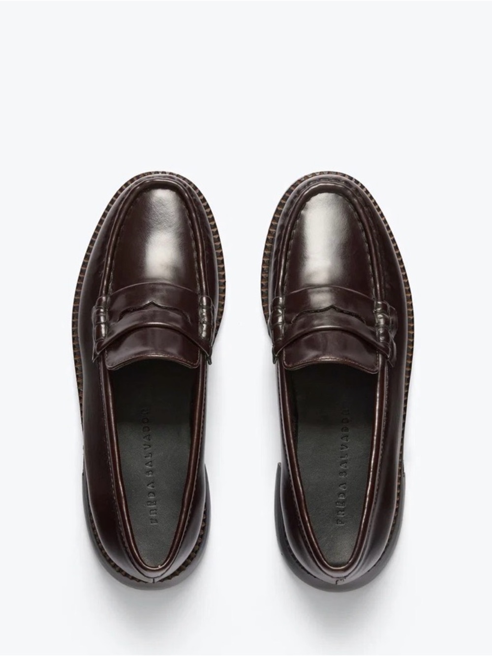 Freda Salvador Penny Loafers in Dark Brown Leather